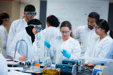 Students in Food Science Microbiology lab.